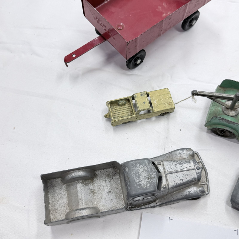 Lot 358: Vintage Toy Vehicle Lot - 5 Die-Cast Trucks & Wagon, Tootsietoy, Ertl, Worn