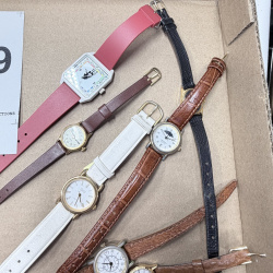 Lot 359: Collection of Vintage Ladies Wristwatches with Leather & Fabric Straps - Timex & Others