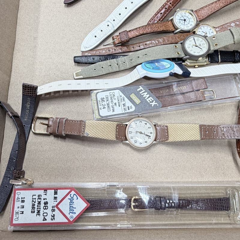 Lot 359: Collection of Vintage Ladies Wristwatches with Leather & Fabric Straps - Timex & Others