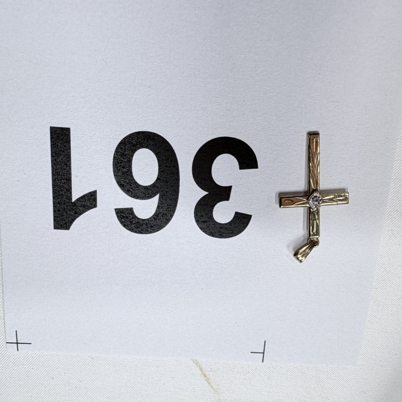 Lot 361: 14KGF Gold Cross Pendant with Diamond Accent