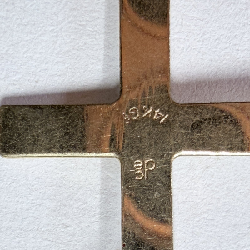 Lot 361: 14KGF Gold Cross Pendant with Diamond Accent