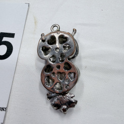 Lot 365: Owl Pendant/Charm with Black Enamel and Clear Rhinestones Silver-Tone Metal