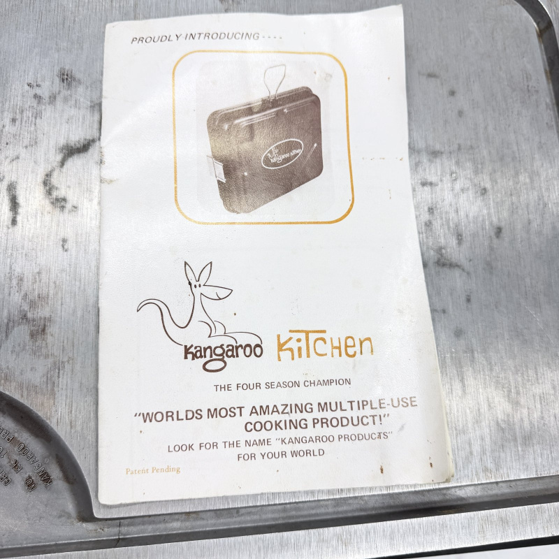 Lot 371: Vintage Kangaroo Kitchen KK-3080 portable propane camp stove/grill set with griddle, case, and utensils