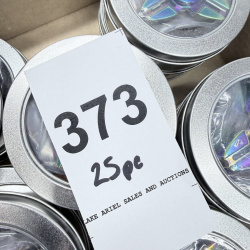 Lot 373: Rainbow metal tri-bar fidget spinners in tin cases, lot of 25pc