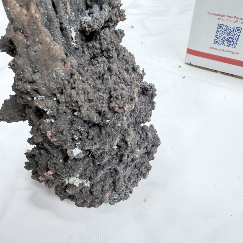 Lot 396: Fulgurite/melted copper wire cable mass with fused slag, lightning strike fulgurite specimen