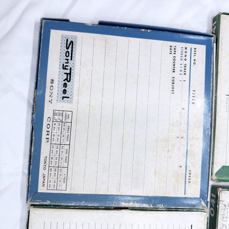 Lot 397: Vintage 7" Reel-to-Reel Tape Lot: Sony, TEAC, Lafayette, Emerald & Shamrock, with recorded music content, 12 reels