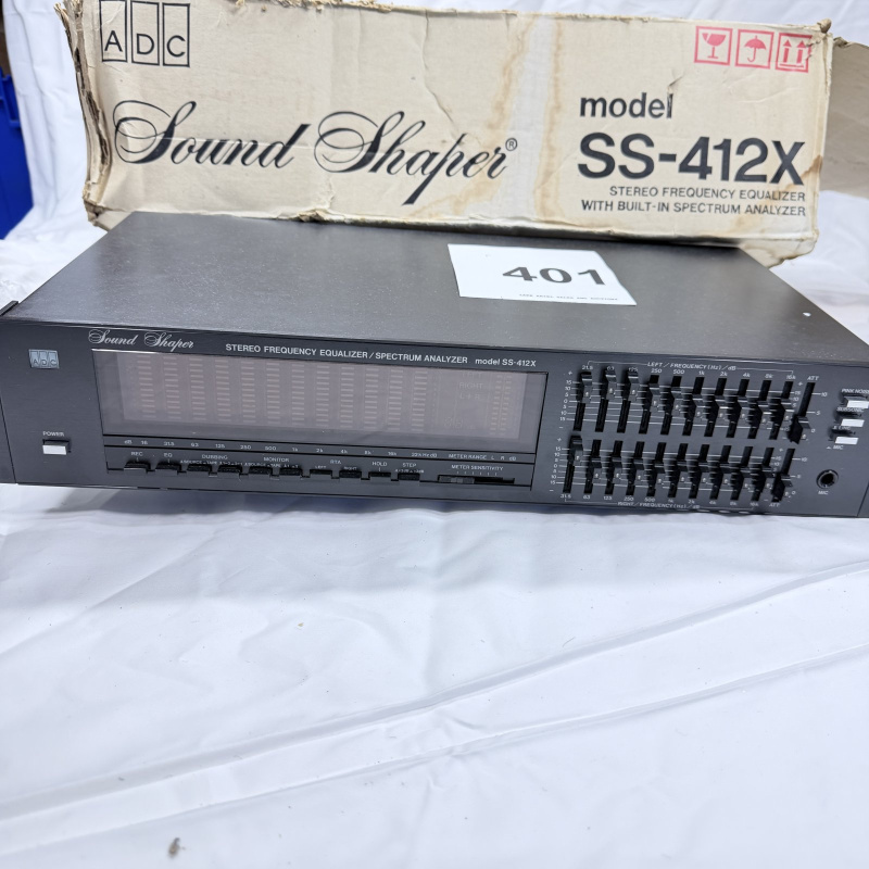 Lot 401: Vintage ADC Sound Shaper model SS-412X stereo frequency equalizer with built-in spectrum analyzer, original box