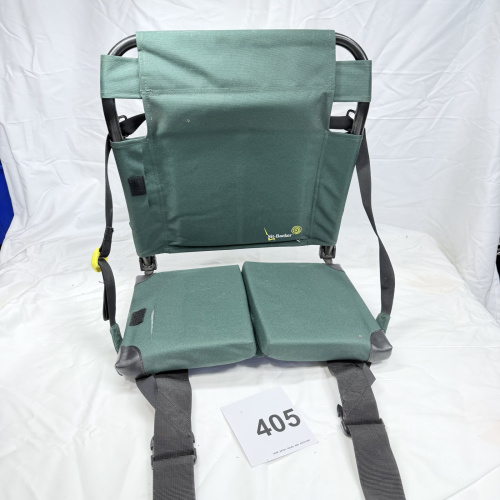 Lot 405: Sit-Backer folding stadium seat with backrest, green canvas, cushioned bleacher chair