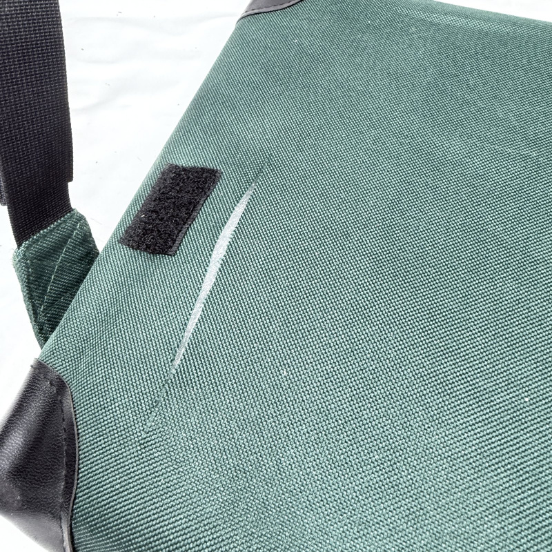 Lot 405: Sit-Backer folding stadium seat with backrest, green canvas, cushioned bleacher chair