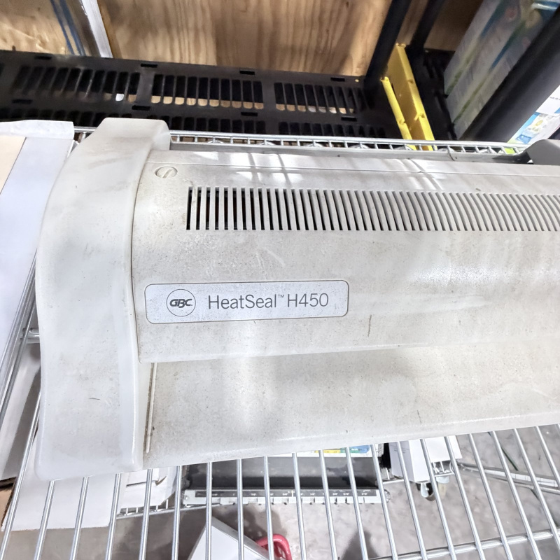 Lot 407: GBC HeatSeal H450 pouch laminator with binding machine and laminating sheets/supplies, office equipment lot