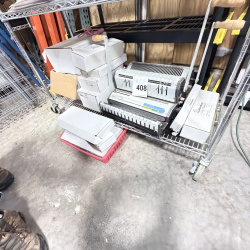 Lot 408: Akiles DuoMac 2-in-1 comb and coil binding machine with assorted binding supply boxes