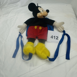 Lot 412: Vintage Disney Mickey Mouse plush convertible backpack/child harness with safety straps