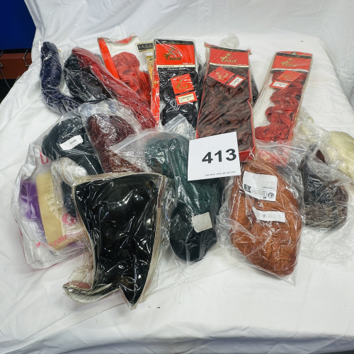 Lot 413: Large lot of Tina "Human Hair" & Janet Collections weave/wig extensions, mixed colors, Tangle Free series