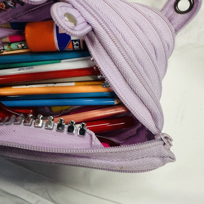Lot 420: Bulk school supply lot: pens, pencils, Cra-Z-Art markers, rulers, folders & binders, plus zip pencil pouch