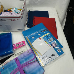 Lot 420: Bulk school supply lot: pens, pencils, Cra-Z-Art markers, rulers, folders & binders, plus zip pencil pouch