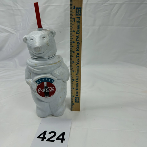 Lot 424: Vintage Coca-Cola "Always" Polar Bear plastic sipper cup with straw