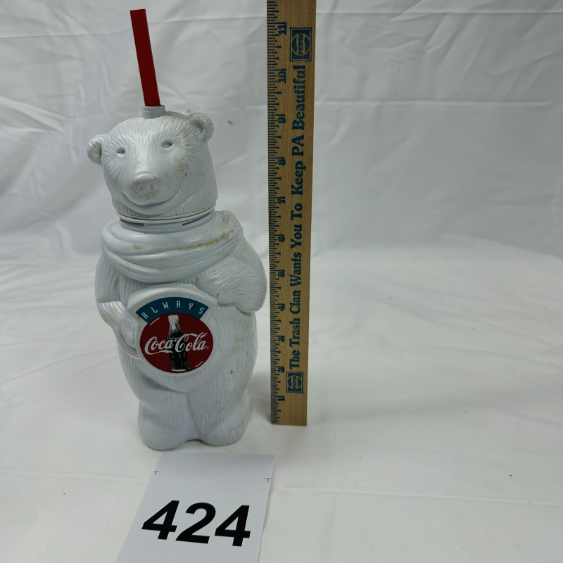 Lot 424: Vintage Coca-Cola "Always" Polar Bear plastic sipper cup with straw