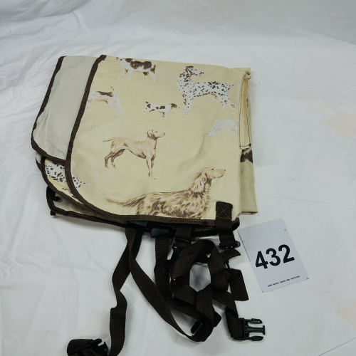 Lot 432: Canvas dog-print Car seat cover with adjustable straps, hunting dog breeds pattern