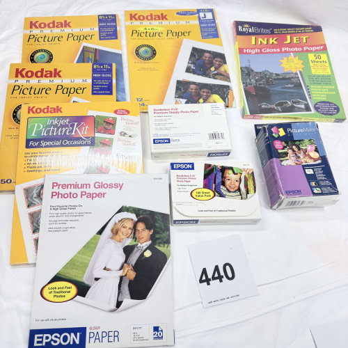Lot 440: Vintage Kodak, Epson & Royal Brites inkjet photo/picture paper lot, Premium Glossy & High Gloss sheets