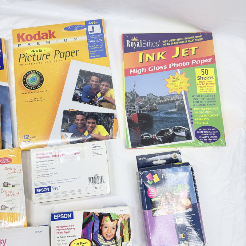 Lot 440: Vintage Kodak, Epson & Royal Brites inkjet photo/picture paper lot, Premium Glossy & High Gloss sheets