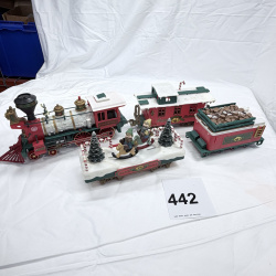 Lot 442: New Bright "Winter Belle" Holiday Express Christmas train set, engine, tender, caboose & cars w/ track