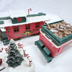 Lot 442: New Bright "Winter Belle" Holiday Express Christmas train set, engine, tender, caboose & cars w/ track