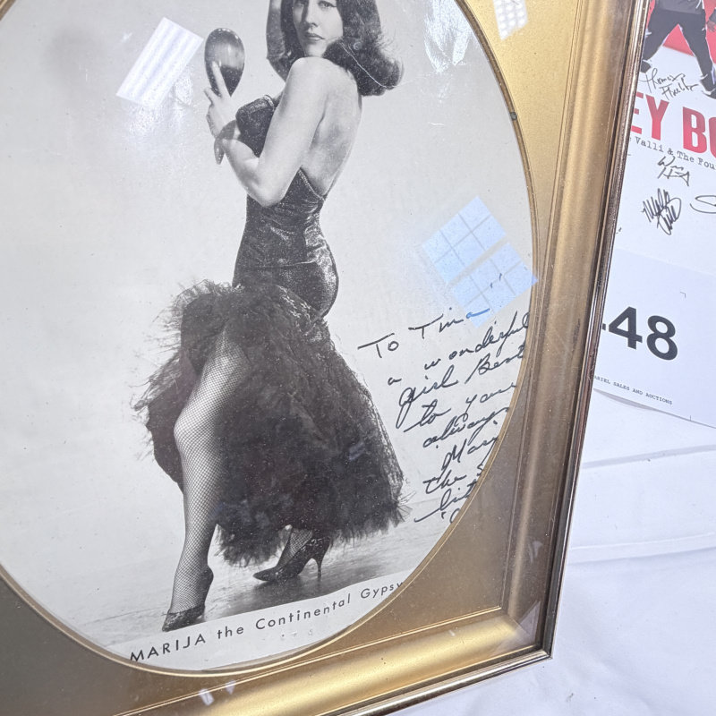 Lot 448: Broadway memorabilia lot: "The Iceman Cometh" 1999 theatre poster, cast-signed "Jersey Boys" poster, and framed inscribed photo of "Marija the Continental Gypsy