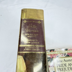 Lot 458: Little Women by Louisa May Alcott (Illustrated Junior Library, ill. Louis Jambor) hardcover & Jane Austen "Pride and Prejudice" Dover Thrift Edition paperback, 2 books