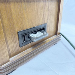 Lot 469: Emerson octagonal wood cabinet stereo console, AM/FM radio, CD player & cassette deck combo