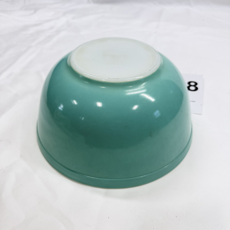 Lot 478: 1960s Pyrex "Turquoise" mixing bowl, 403 2.5-quart, Primary Colors series