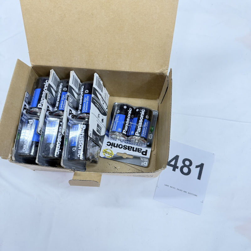 Lot 481: Panasonic Carbon Zinc D Batteries, lot of 4 packs (8 total batteries)