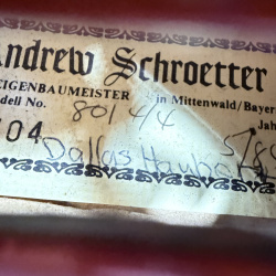 Andrew Schroetter Mittenwald Model 801 4/4 violin with bow, in case, Geigenbaumeister label