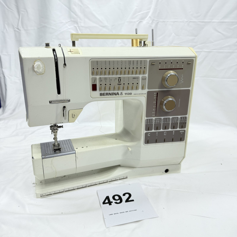 Lot 492: Vintage Bernina 1130 electronic sewing machine, made in Switzerland, with hard carrying case