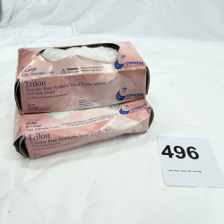Lot 496: Cypress Medical Products Trilon Powder Free Synthetic Vinyl Exam Gloves, X-Large 100ct boxes (lot of 2), Model 25-98