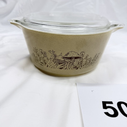 1970s Pyrex "Forest Fancies" 473-B casserole dish with lid, 1-quart