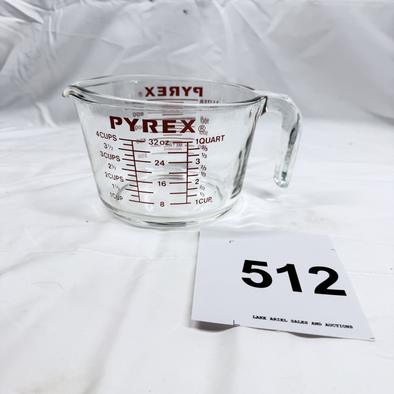 Vintage Pyrex 4-Cup Glass Measuring Cup, Model 508 with Red Lettering