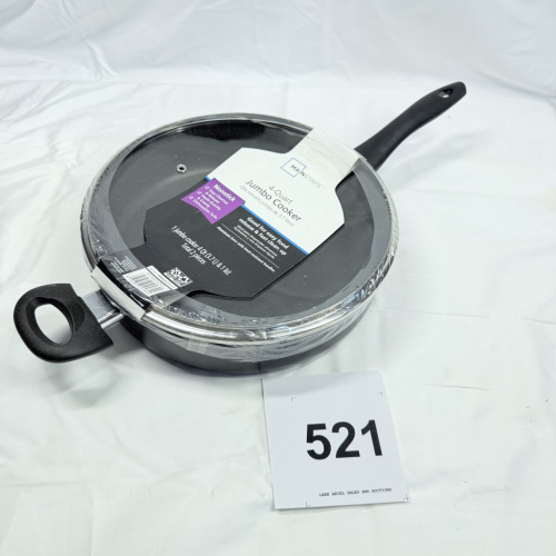 Lot 521: Mainstays 4-Quart Nonstick Jumbo Cooker with Glass Lid, 2-piece set