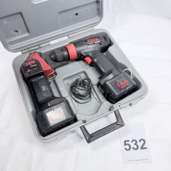 Lot 532: Skil 14.4V Warrior cordless drill with case, two batteries, work light and charger