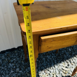 Lot 656: Vintage single-drawer side table with turned tapered legs, pine and oak construction