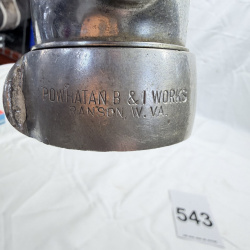 Lot 543: Vintage Powhatan B&I Works chrome fire hose nozzle, Ranson W.Va., adjustable Flush/60°/90° spray pattern
