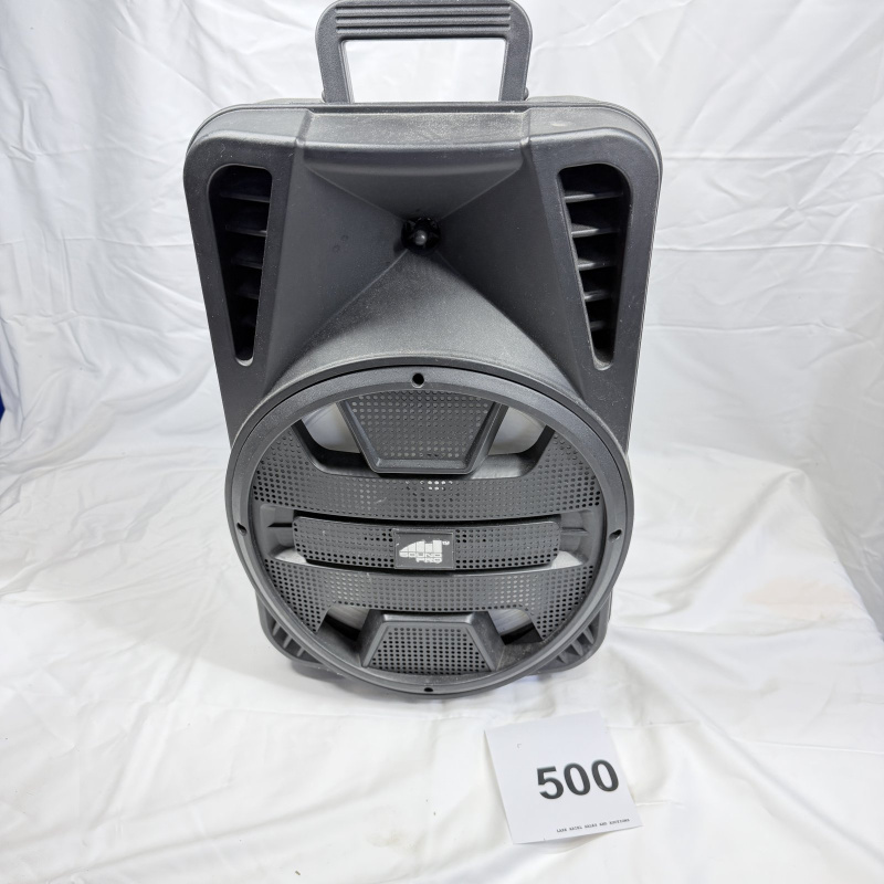 Sound Pro NDS-1232 portable karaoke speaker with Bluetooth TWS, FM radio, and remote, with charger and accessories