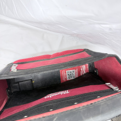Lot 568: Milwaukee Jobsite Tool Bag with Insulators Local No. 2 embroidered roll pouch, soft-sided open-top tote
