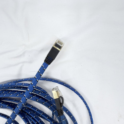Lot 578: Braided blue Cat7 Ethernet cable, gold-plated RJ45 connectors, approx. 25ft