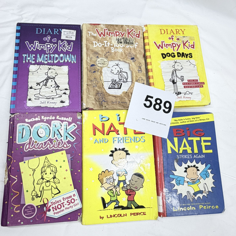 Lot 589: Children's book lot: Diary of a Wimpy Kid (Meltdown, Do-It-Yourself, Dog Days), Dork Diaries, Big Nate and Friends, Big Nate Strikes Again
