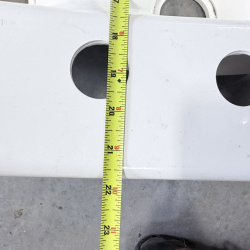 Lot 590: Vintage white cast iron double bowl kitchen sink, 4-hole faucet drilling, 33"x22