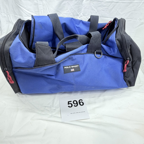 Lot 596: Vintage Polo Sport Ralph Lauren blue and black nylon duffel bag