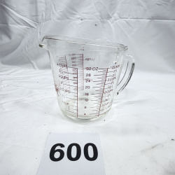 Lot 600: Vintage Anchor Hocking Fire-King glass measuring cups, 4-cup 1-quart pitcher and 8-cup batter bowl, set of 2