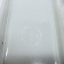 Lot 603: 1970s Pyrex "Snowflake Blue" 1/4 lb covered butter dish, milk glass