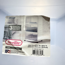 Lot 613: 2023 Sterilite White 3-Drawer Cart, model 3830LAB8, Wide/Large storage chest