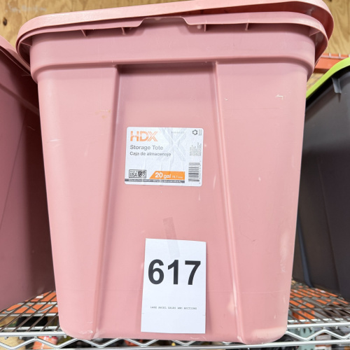 Lot 617: HDX 20 Gallon Storage Tote with Lid, Made in USA